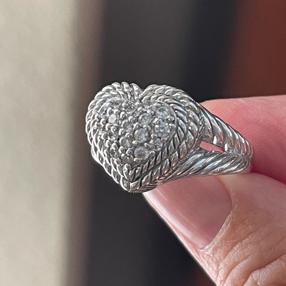 Judith Ripka pave set CZ solid sterling silver size 8 heart shaped ring - Picture 8 of 8